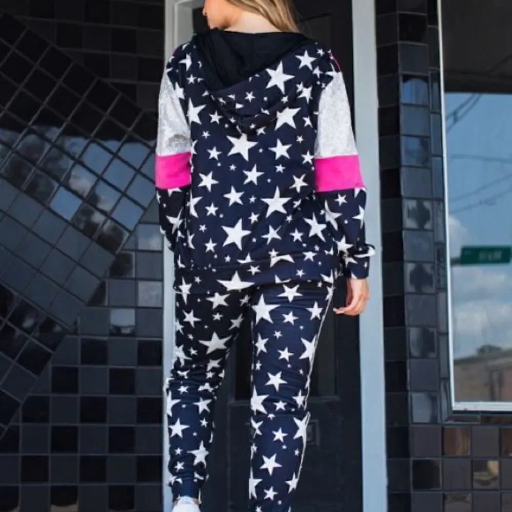 L & B Stars and Sequin Stripes Jogger Set - Picture 3 of 3